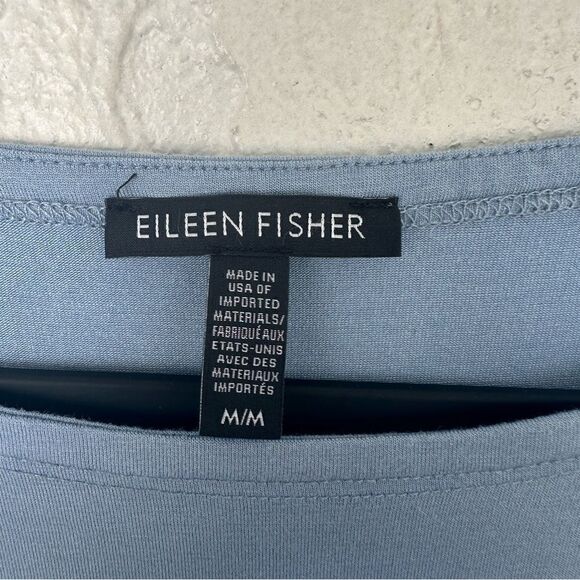 EILEEN FISHER Blouse Top Women Medium Haze Bateau Neck Bell Sleeve - Picture 9 of 10